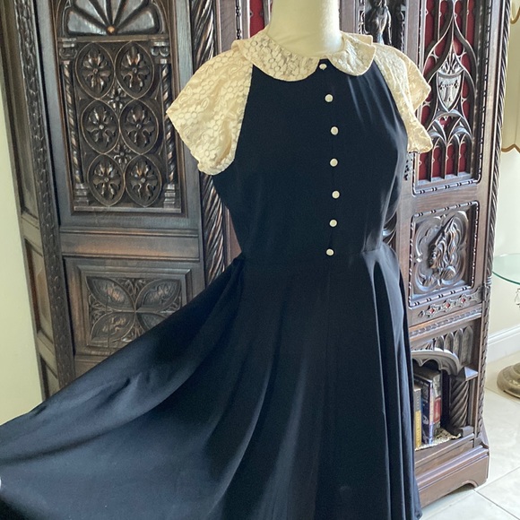 Unique Vintage Dresses & Skirts - Unique Vintage gothic pinup 50s Victorian lace dress L